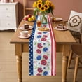 thumbnail image 2 of Independence Day Table Runner 90 Inches, American Flag Red Blue Flowers Bed Runner Dresser Scarves Tabletop for Indoor Outdoor Parties/Ceremony/Banquet, 13" x 90", 2 of 9