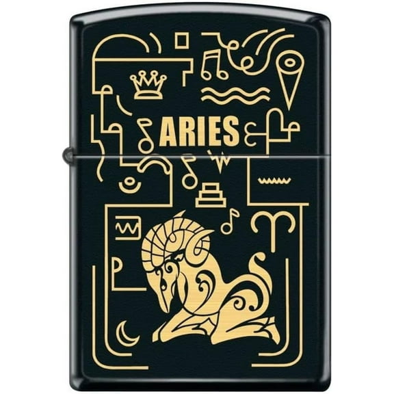 Zippo Lighter- Aries Zodiac Black Matte Windproof Lighter #Z5299