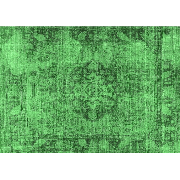 Ahgly Company Indoor Rectangle Persian Emerald Green Traditional Area Rugs, 7' x 10'