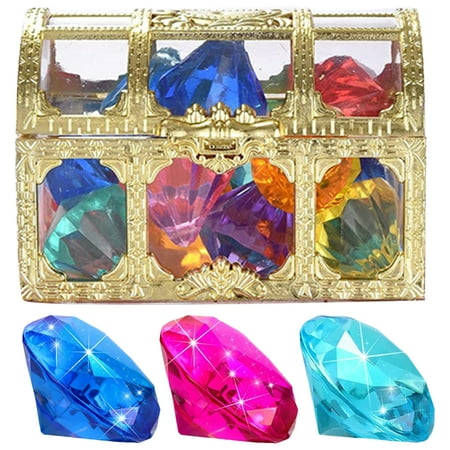 

20pcs Colorful Fake Diamond Toy Diving Gem Pool Toy Simulated Diamond Model With Treasure Chest