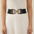 thumbnail image 5 of IQOGKRN Women's Elastic Wide Waist Belt with Buckle Stretchy Cincher for Dresses & Coats Black5 One Size, 5 of 8