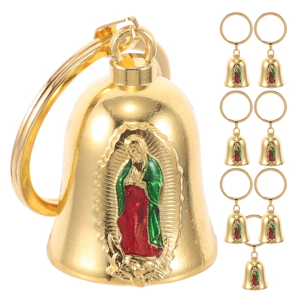 8 llaveros de cascabel: llavero vintage de metal con forma de campana de la Virgen María, ideal para bolsos, carteras, regalos de cumpleaños y fiestas de Navidad.