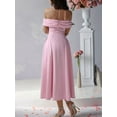thumbnail image 4 of Women'S Off Shoulder Cocktail Long Zipper Evening Dress Pink S, 4 of 5