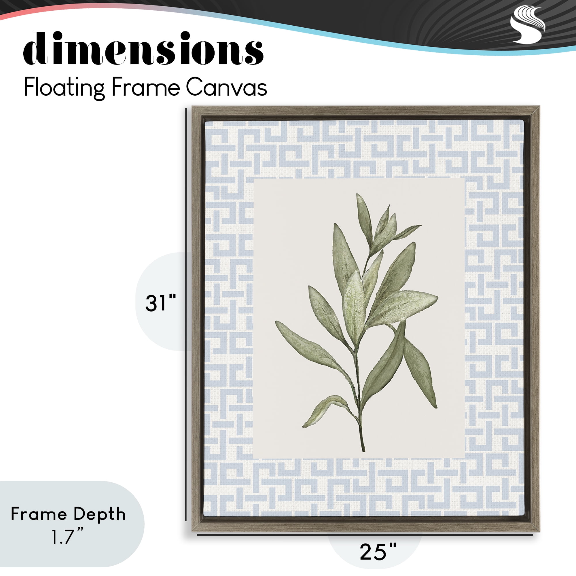 Stupell Industries Leafy Fresh Herb Brown Framed Floater Canvas Wall Art, design by Diannart