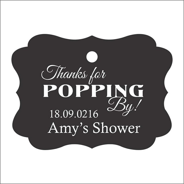 100 PCS Personalized Baby Shower Favors Tags Custom Quote Thank You For Popping By Baby Shower Gift Hang Tags
