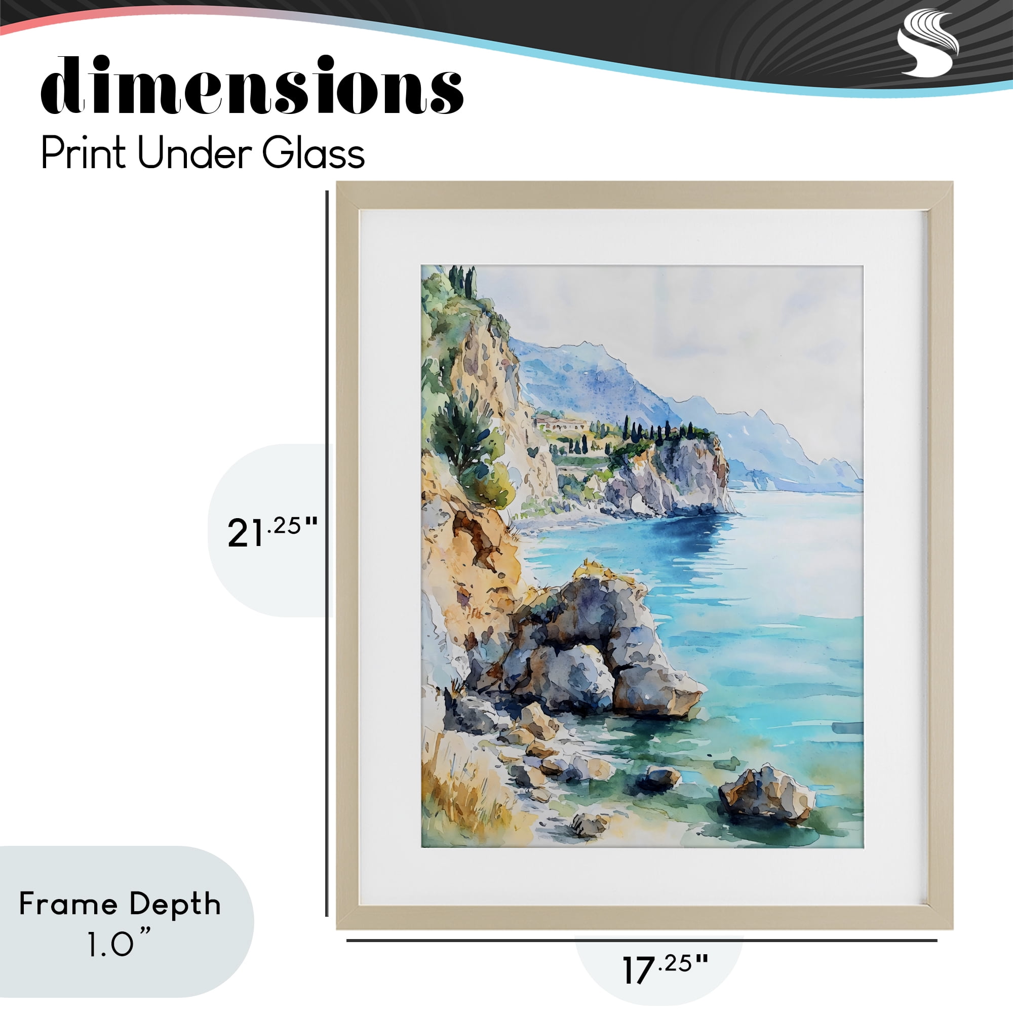 Stupell Industries Azure Italian Coastline Birch Framed Print Under Glass, design by LSR Design Studio