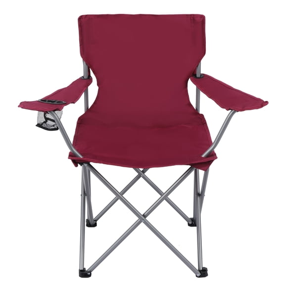 Ozark Trail Basic Quad Folding Camp Chair with Cup Holder, Orchid Plum, Adult