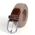 thumbnail image 4 of Cinturón elástico trenzado universal de tela informal para hombre y mujer, con presilla y punta de cuero sintético (negro), 4 of 5