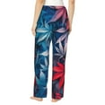 thumbnail image 3 of Uemuo Red And Blue Leaves Pattern Women's Wide Leg Palazzo Lounge Pants with Pockets Light Weight Loose Comfy Casual Pajama Pants-X-Large, 3 of 9