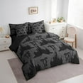 thumbnail image 3 of Erosebridal Castle Silhouette Bed Set,Ribbon Bow Bed Set,Black Gray Bedding Queen Size For Teenager,Lightweight Bedroom Decorative Reversible,7pcs, 3 of 6