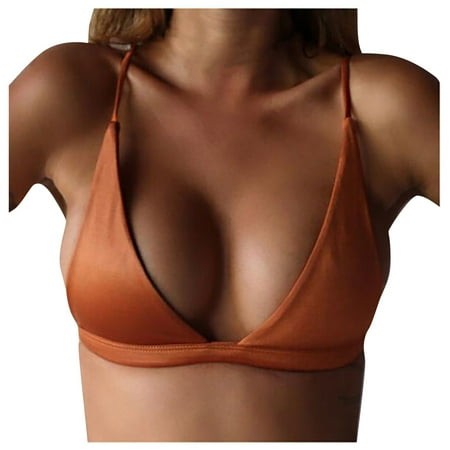 

XHJUN Women s Bralettes Underarm-Smoothing with Seamless Stretch Wireless Lightly Lined Comfort Bra Orange XL