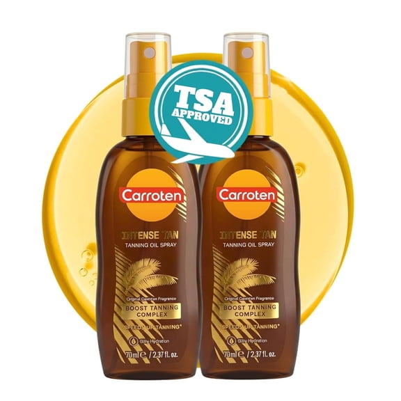 Carroten Intensive Tanning Oil Spray | Browning Tan Accelerator | Vitamin E and Carrot & Coconut Oils | Water-Resistant, Silky Hydration | Coconut Fragrance | Made in Greece | 2.3 oz (2 Pack)