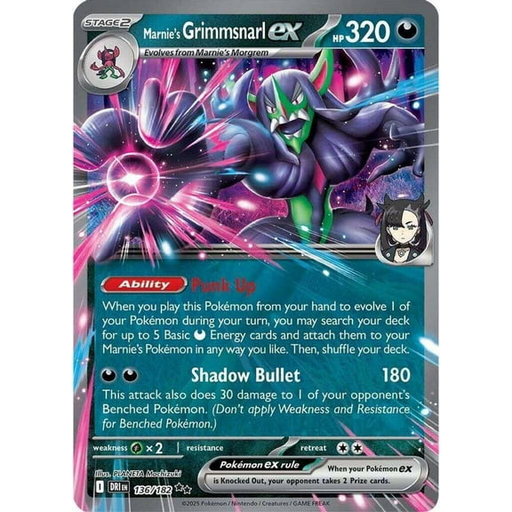 Pokemon Destined Rivals Double Rare Marnie's Grimmsnarl ex #136