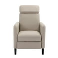 thumbnail image 6 of Modern PU Leather Recliner Chair with Adjustable Backrest,Single Sofa with Wooden Legs,Home Theater Seating with Thick Cushion and High Back for Living Room, Bedroom,Beige, 6 of 9