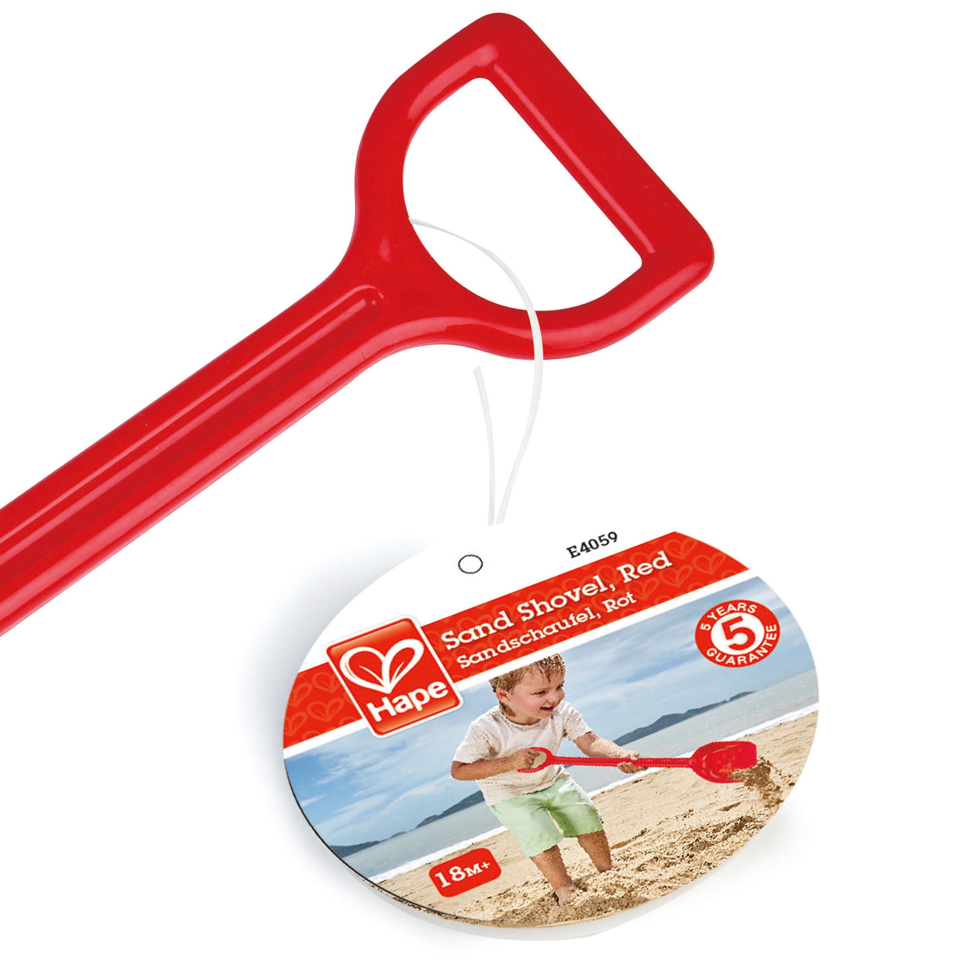 Hape: Sand Shovel - Red - 21.7", Beach Toy, Scoop & Dig, Garden-Snow-Sand-Dirt, Outdoor Play, Heavy Duty BPA Free Plastic, Kids & Toddlers Ages 18mo+
