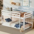 thumbnail image 3 of Euroco Twin over Twin Floor Bunk Beds with Ladder and Guardrail for Kids Teens, White, 3 of 12