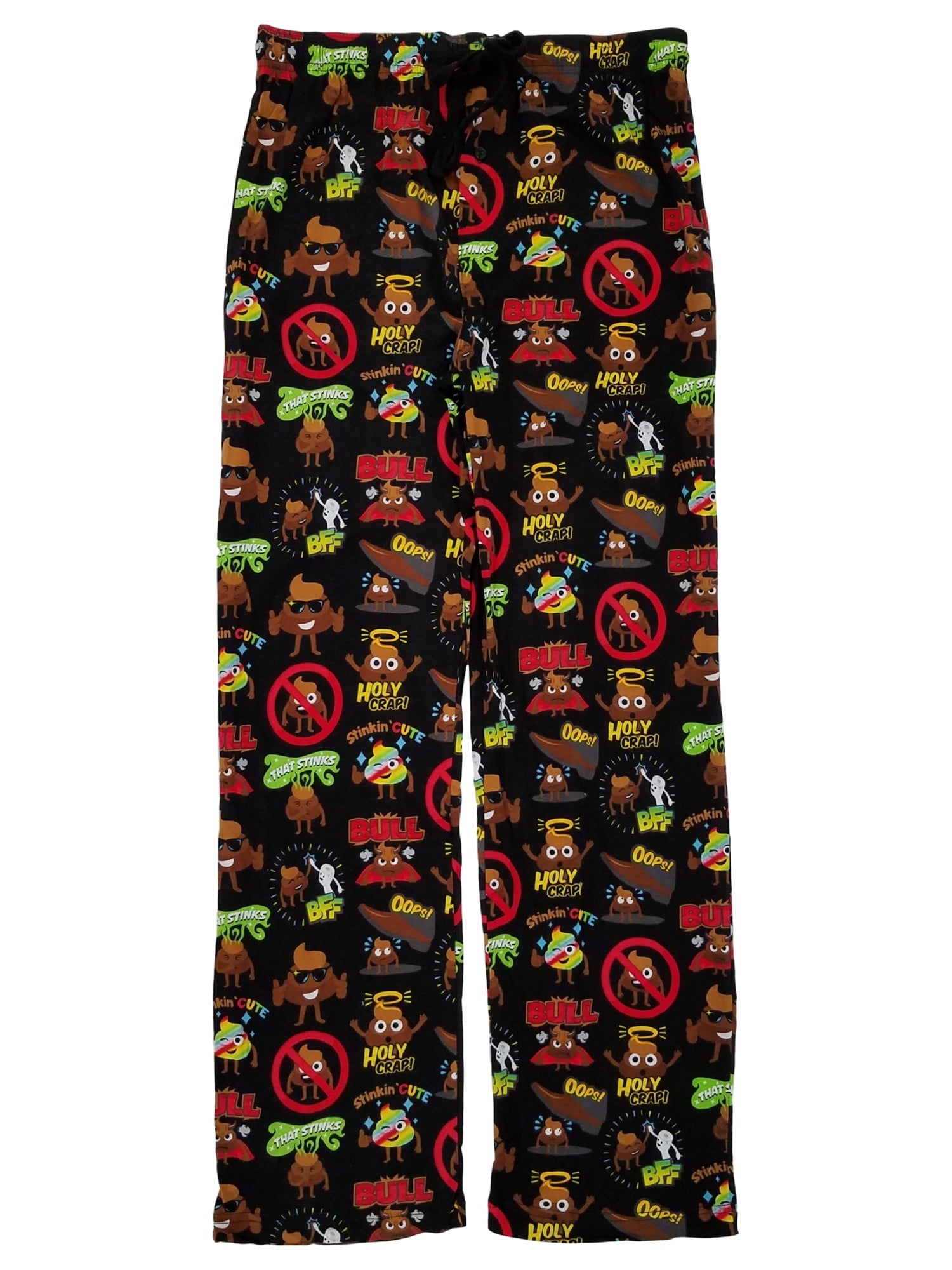Emojione Mens Black Poop Emoji Knit Sleep Pants Lounge Pant Pajama ...