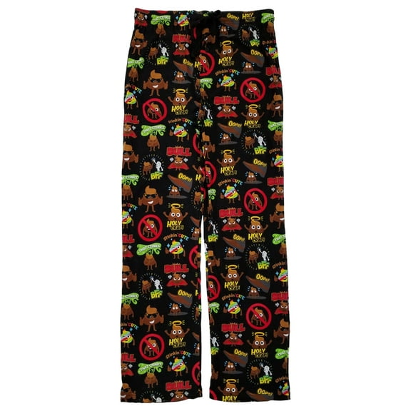 Emojione Mens Black Poop Emoji Knit Sleep Pants Lounge Pant Pajama Bottoms XL