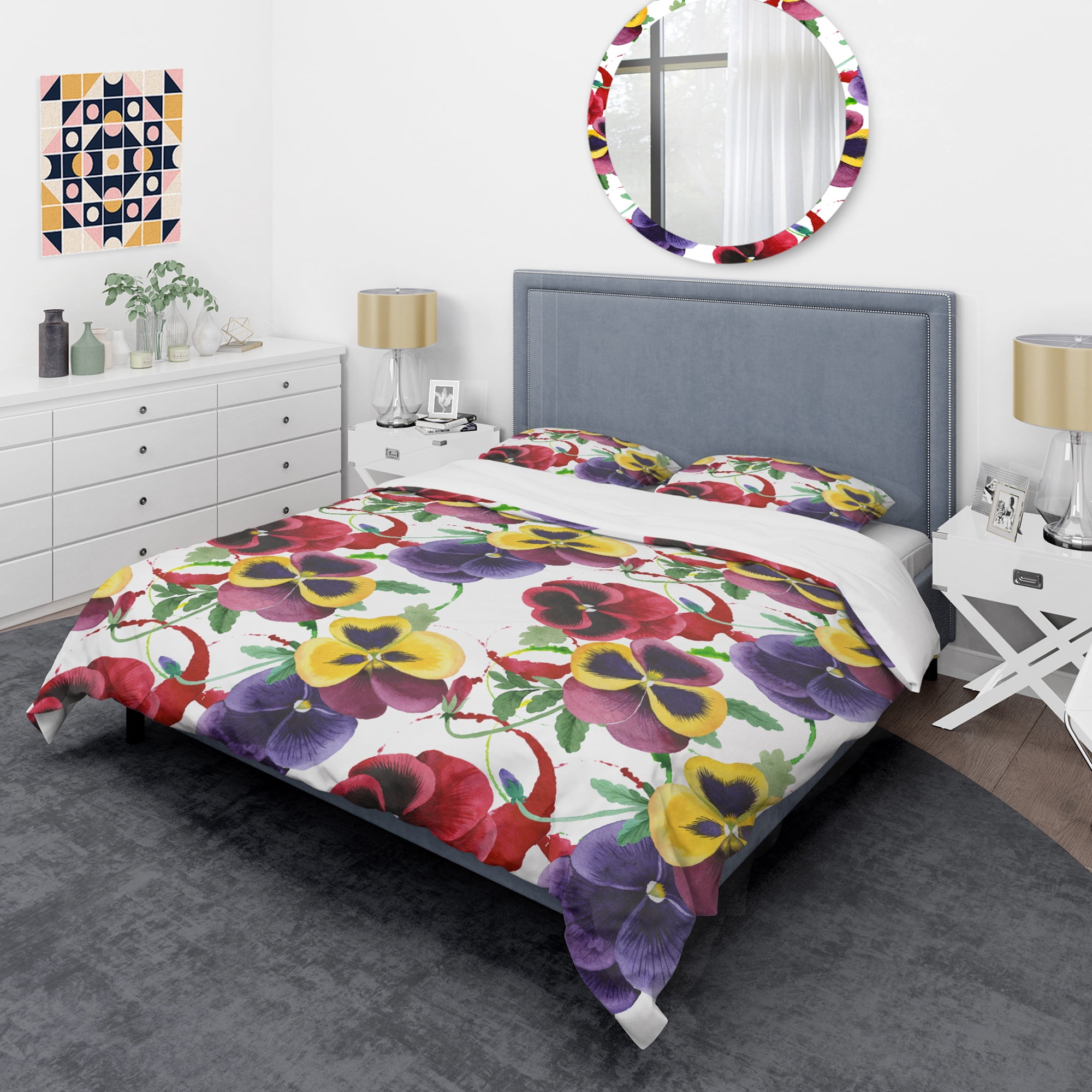 Designart 'Floral Botanical Retro VIII' Mid-Century Modern Duvet Cover Set