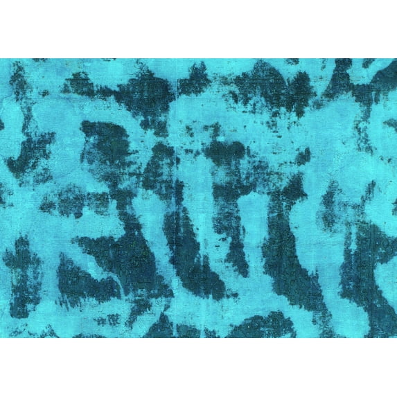 Ahgly Company Indoor Rectangle Abstract Turquoise Blue Modern Area Rugs, 5' x 7'