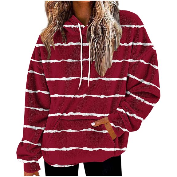 Ashirexll Womens Long Sleeve Tops, Womens Hoodies Pullover, Fashion Loose Casual Long Sleeve Hooded Pocket Pullover Solid Color