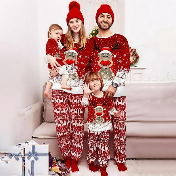 2023 Family Christmas Pajamas Matching Set Xmas Deer Print Pijamas