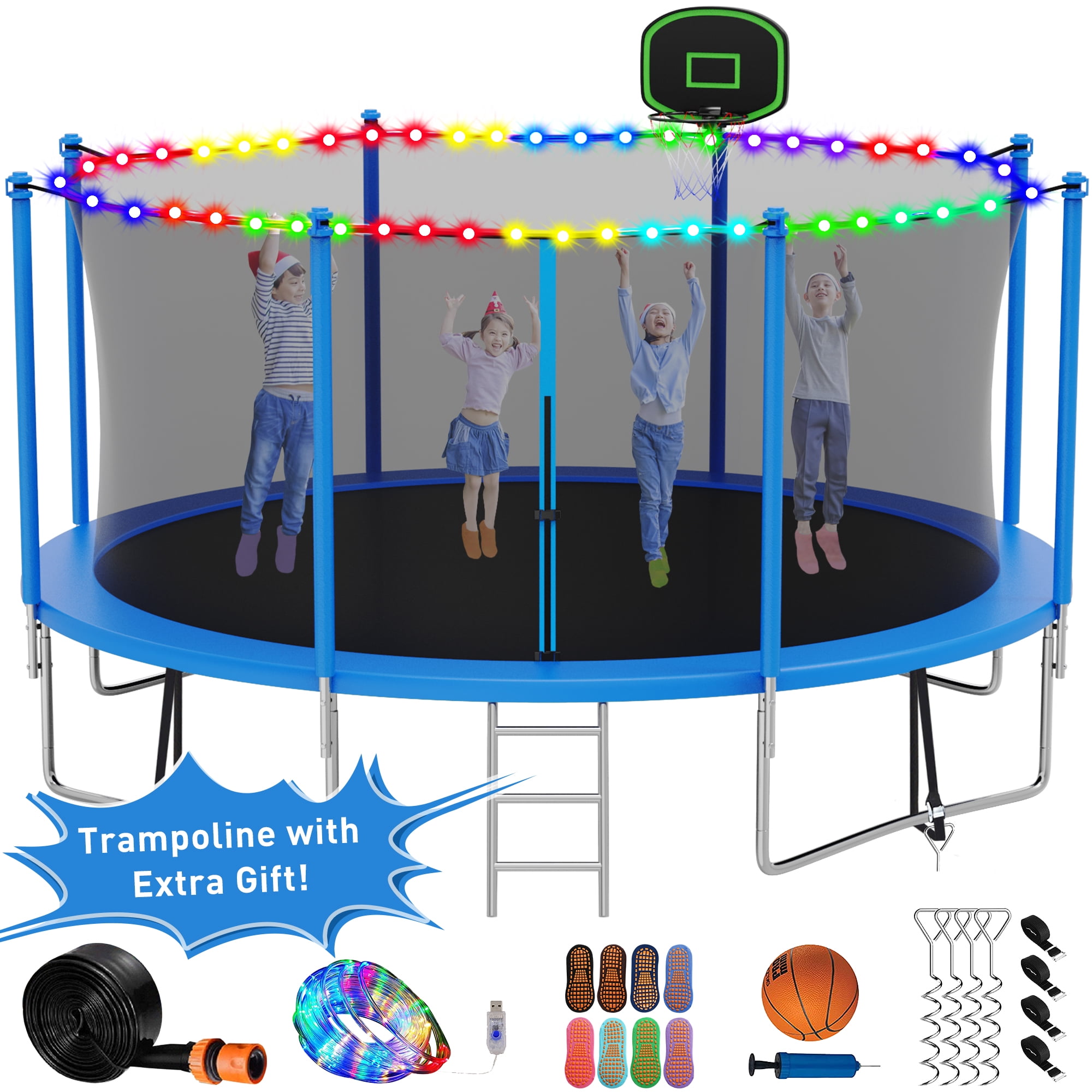 Kumix Trampoline with Enclosure Net for Kids Adults, 1400LBS 14FT