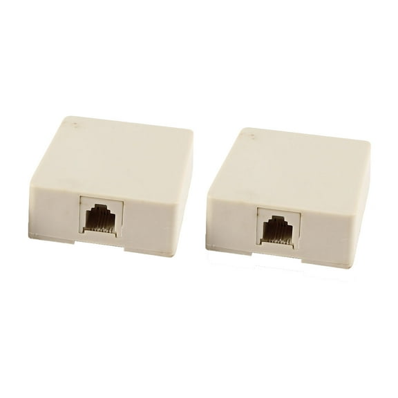 Unique Bargains 2 Pcs RJ11 6P4C Female Socket US Telephone Cable Inline Connector Beige Networking Cables