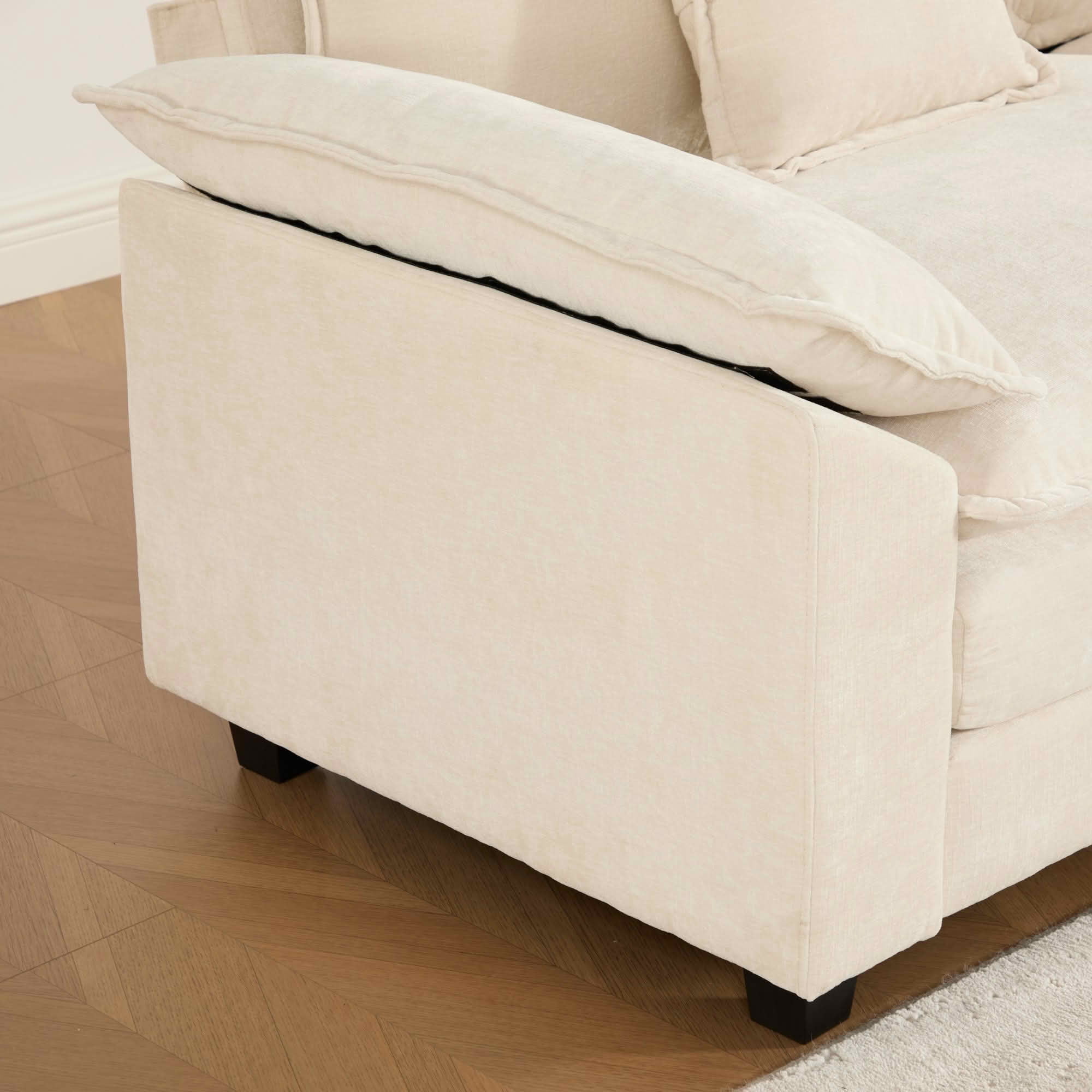 MAYEERTY Cloud Single‑Seat Modular Sectional Sofa, Breathable Chenille Couch with Double‑Layer Cushion for Home Apartment, Ottoman Not Included