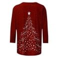 thumbnail image 4 of Fiudx Ofertas Flash Del Día Camiseta con Estampado Navideño a La Moda para Mujer, Blusa con Mangas 3/4, Tops Informales con Cuello Redondo, 4 of 5