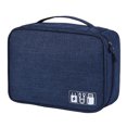 thumbnail image 1 of Bolsa organizadora de viaje para dispositivos electrónicos, cables, cargadores USB y accesorios digitales en color azul oscuro, tamaño 24.5x18x10 cm, material de poliéster., 1 of 6