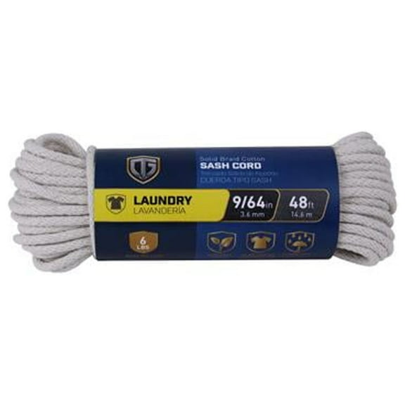 643981 Sash Cord, Smooth Braided Cotton, 9/64-In. x 48-Ft. - Quantity 12