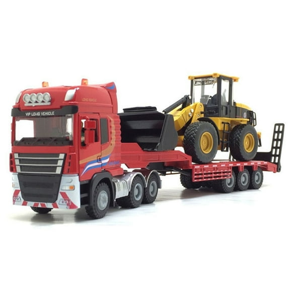 Metanyl Flatbed Truck Toy with Excavator Loader Tractor Vehicle Playsets