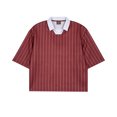 thumbnail image 2 of Men's Pinstripe Polo T-Shirt, Loose Short Sleeve Top with Contrast White Collar, 2 of 7