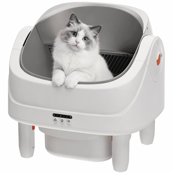 111 Capacity Self Cleaning Cat Litter Box, Automatic Litter Box with Dula APP & Panel Control, Automatic Litter Box for Multi Cat, 8 Safety Sensors, Quiet Odor Free Operation,Free Waste Bag