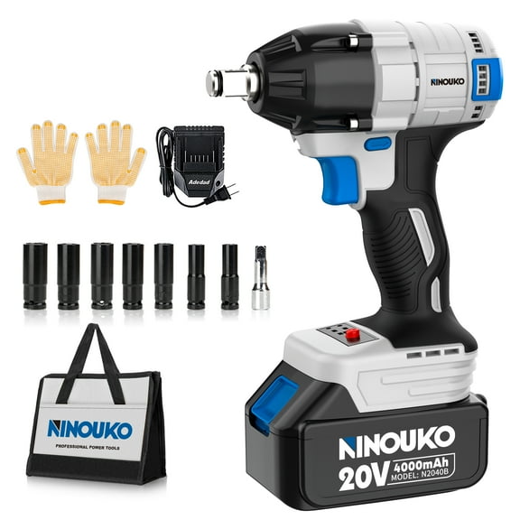 Ninouko 20V 1/2 inch Cordless Impact Wrench/Driver Kit with Battery and Charger