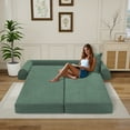 thumbnail image 6 of VFD Compression Sofa - 3 Seats Convertible Floor Sofa Bed - with Pillow Back Support Armrest - Comfy Foldable Sofa Bed Compressed Sofa in Box - Corduroy Fabric - for Living Room Bedroom, 6 of 10