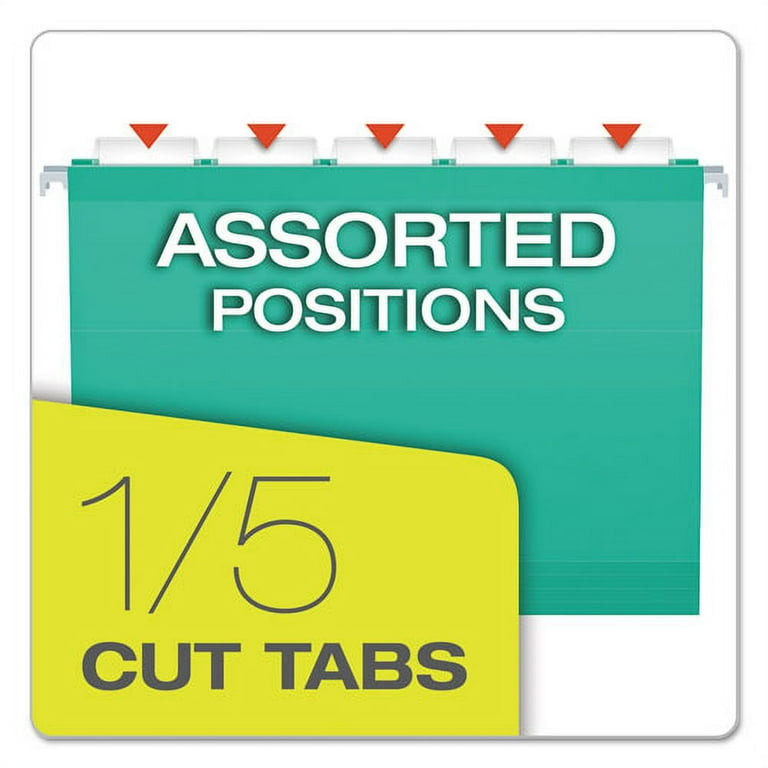 Colored Reinforced Hanging Folders, Letter Size, 1/5-Cut Tabs, Aqua, 25/Box Colored Reinforced Hanging Folders, Letter Size, 1/5-Cut Tabs, Aqua, 25/Box