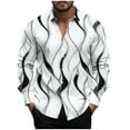 thumbnail image 2 of Zylanna Men's Button up Shirts, Turndown Collar Breathable Printed Long Sleeve Casual Shirts for Men White, 2 of 5