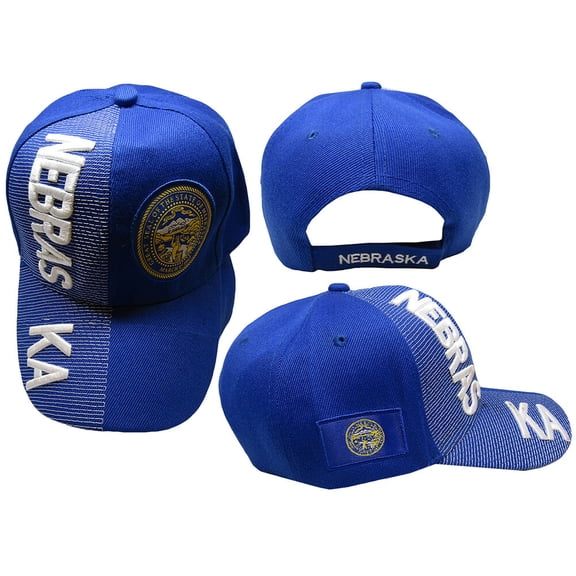 Nebraska State Royal Blue White Letters Patch On Side Embroidered Hat Cap