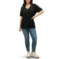 thumbnail image 5 of Fantaslook Plus Size Blouses for Women Pleated Button Short Sleeve Shirts Casual V Neck Tunic Tops, 5 of 9