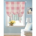 thumbnail image 2 of Pink Farmhouse Tie Up Curtains for Window, Thermal Insulated Balloon Shade Adjustable Rod Pocket Curtains Valance Panels for Kitchen Bathroom Cafe 42 x 63 Buffalo Plaid Check Lattice Geometric, 2 of 6