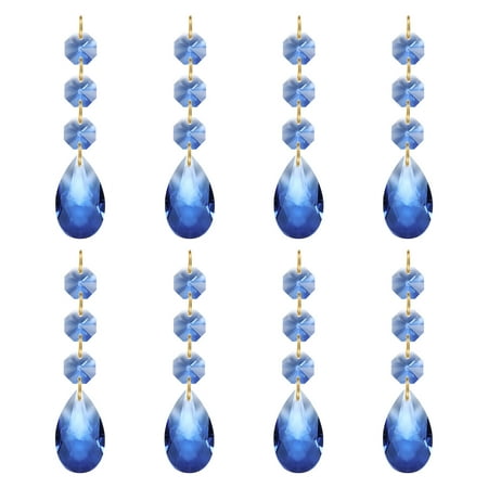 

Uxcell Teardrop Crystal Chandelier Pendants Beads 8 Pack 100mm Length 38mm Prisms Parts Blue