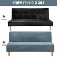 thumbnail image 4 of SHANNA Stretch Velvet Sofa Slipcover Thick Armless Sofa Bed Cover Futon Slipcover Protector, Blue, 4 of 8