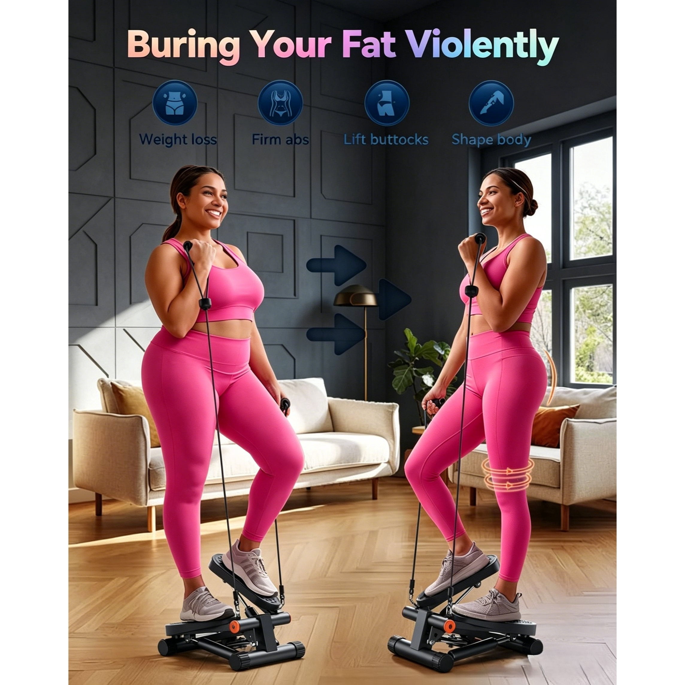 Multifunctional Mini Treadmill, Foldable Flat Design with Climbing Trainer & Resistance Band, Easy Storage, Ideal for Home Workout for Men & Women