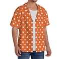 thumbnail image 2 of Balery Orange And White Polka Dot Camisa Casual de Manga Corta con Botones para Hombre, Texturizada, Estilo Cubano, para Playa, Verano-Large, 2 of 5
