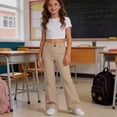 thumbnail image 2 of HAOTAGS Girls School Uniform Pants, Elatic Waist Solid Color Flared Pants Khaki Size 9, 2 of 5