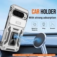 thumbnail image 3 of KOMI for Google Pixel 9 Case/Pixel 9 Pro Case with [2 Pack] HD Screen Protector + Slide Camera Cover, 360° Rotation Ring Kickstand [Military Grade] Shockproof Protective Phone Case, Grey, 3 of 5