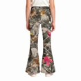 thumbnail image 5 of Grblisyd School Uniform Pants for Girls Flare High Elastic Waist Dress Trousers Back to School Clothes Teens Camo Maple Leaf Print Stretchy Button Pant, 5 of 6