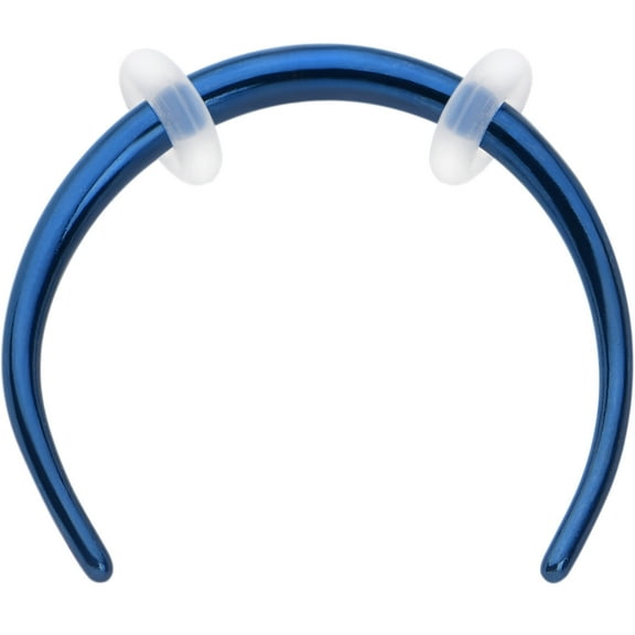 Body Candy Unisex 316L Stainless Steel Blue 16G Ear Gauges Crescent Taper Pincher Curved Taper Septum Ring 10mm